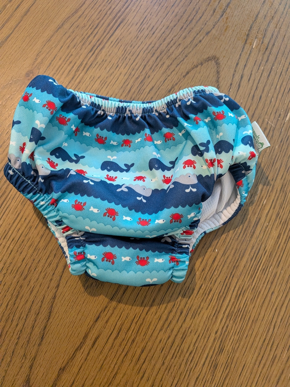 Children's Swim Diaper Cover - Nautical Blue Whale & Crab Print, Sz. 12 Months